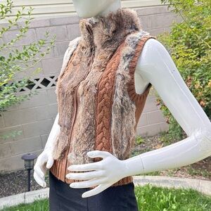 BCBGMaxAzria real Fur Vest in Brown and Tan